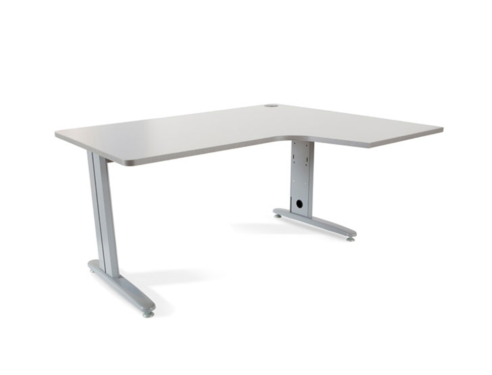 MESA ROCADA SERIE METAL 180X120 CM DERECHA ACABADO AC02 GRIS