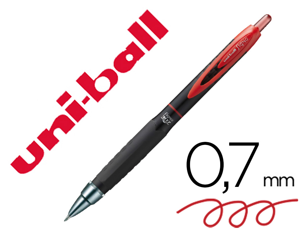 BOLIGRAFO UNI-BALL ROLLER UMN-307 RETRACTIL 0,7 MM TINTA GEL ROJO