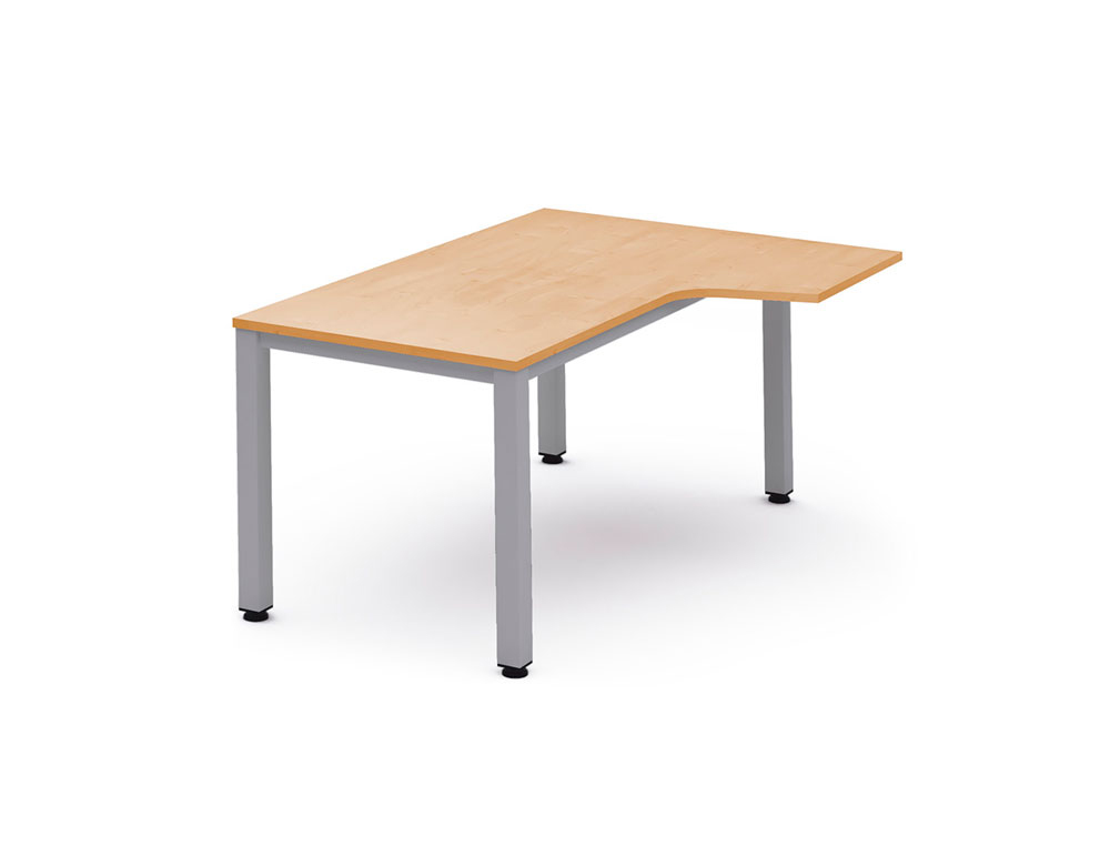 MESA OFICINA ROCADA SERIE EXECUTIVE FORMA EN L DERECHA 160X120 CM ACABADO AD01 ALUMINIO/HAYA