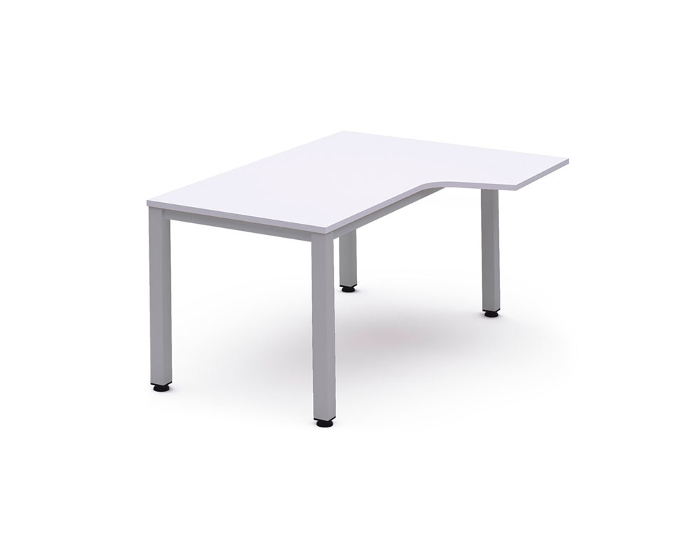 MESA OFICINA ROCADA SERIE EXECUTIVE FORMA EN L DERECHA 160X120 CM ACABADO AD04 ALUMINIO/BLANCO