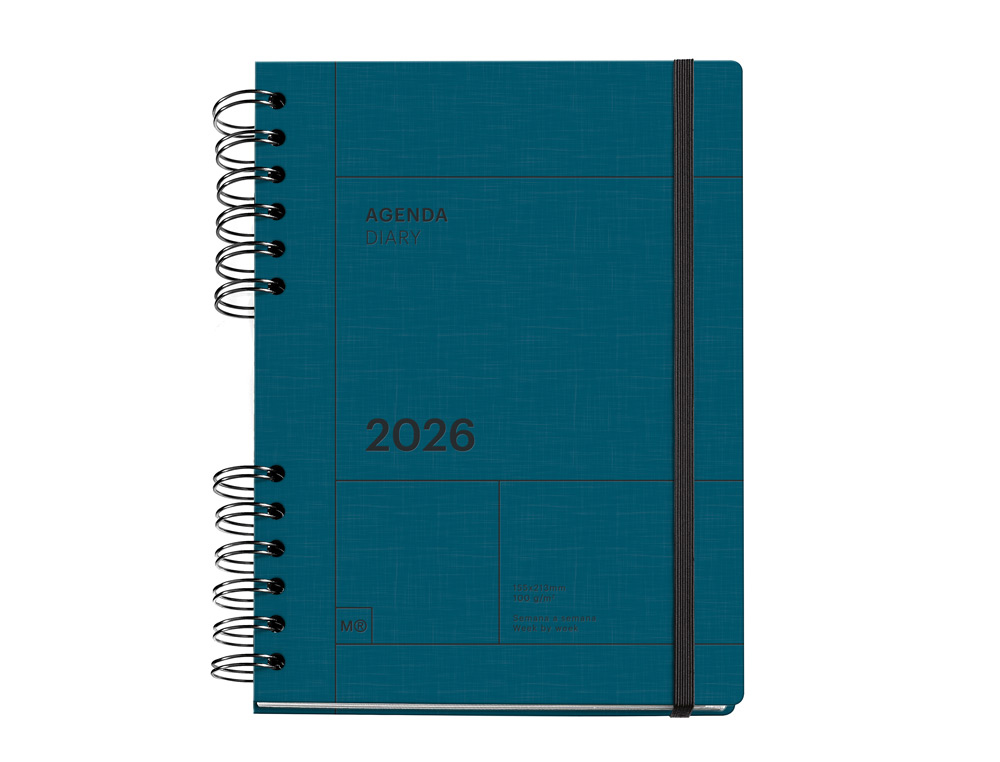 AGENDA ESPIRAL WIRE-O MIQUELRIUS 2026 PLUS BASIC DIA PAGINA 155X213 MM COLOR AZUL