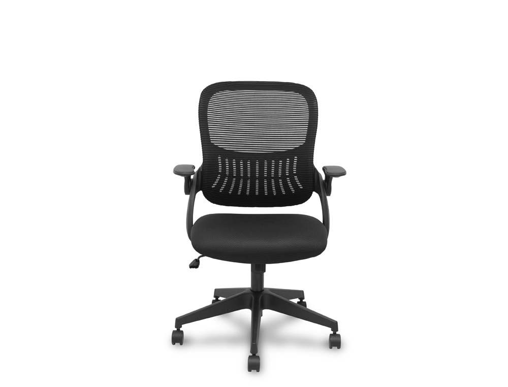 SILLA DE OFICINA PYC OPTI544 RESPALDO MALLA ASIENTO TELA NEGRO BRAZOS ABATIBLES MECANISMO BASCULANTE