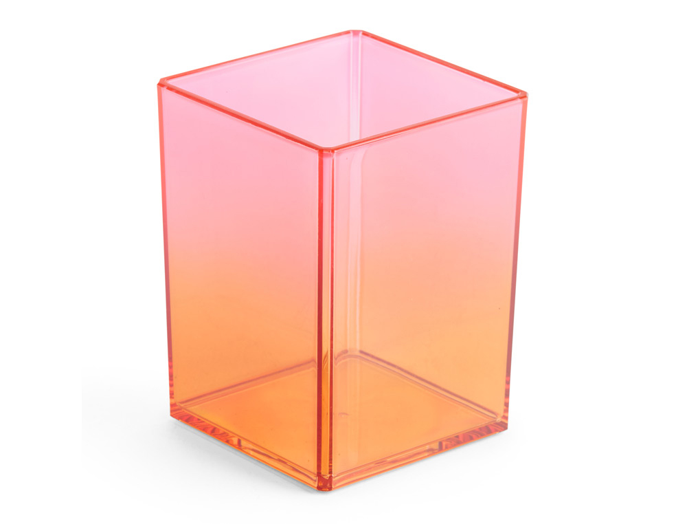 CUBILETE PORTALAPICES MIQUELRIUS PLASTICO NARANJA/ROJO TRANSPARENTE