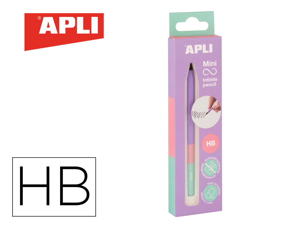 LAPIZ DE GRAFITO INFINITO APLI MINI DUREZA HB TRICOLOR LILA