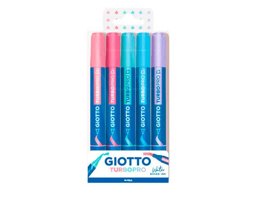 ROTULADOR GIOTTO TURBO PRO ACUARELABLE DOBLE PUNTA ESTUCHE DE 5 UNIDADES COLORES SURTIDOS