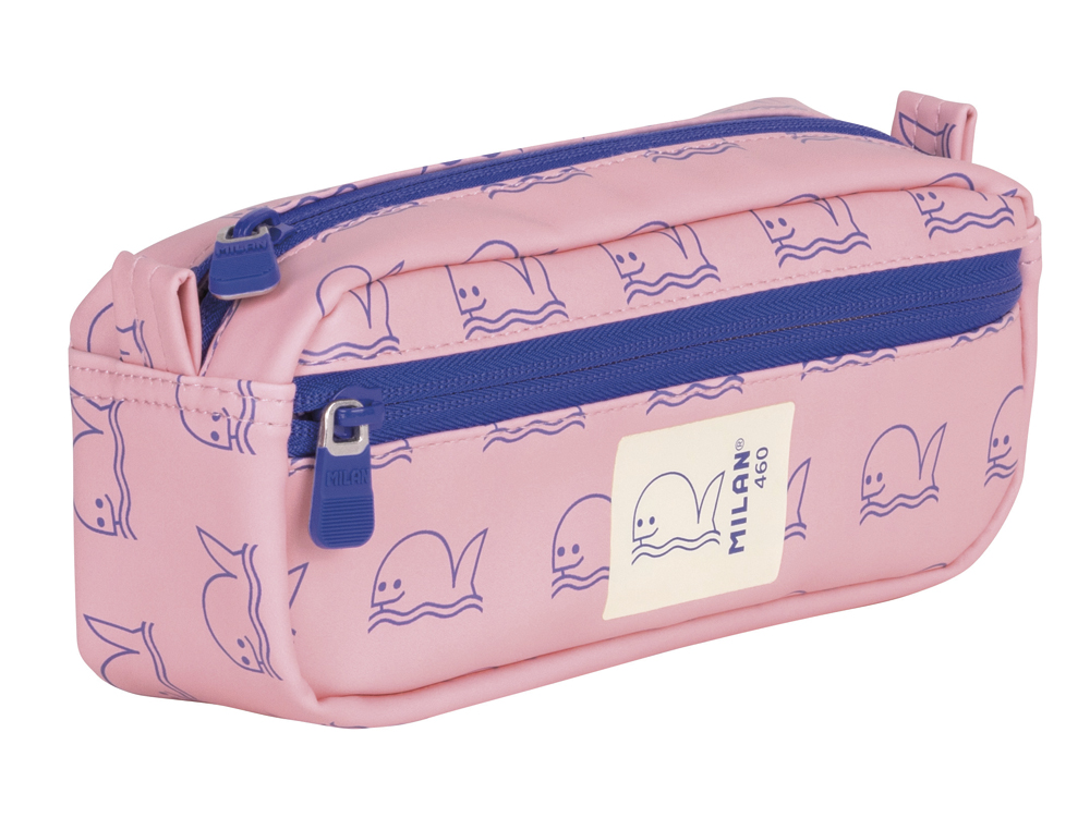 ESTUCHE PORTATODO MILAN RECTANGULAR 2 CREMALLERAS COLECCION 460 SINCE 1918 COLOR ROSA