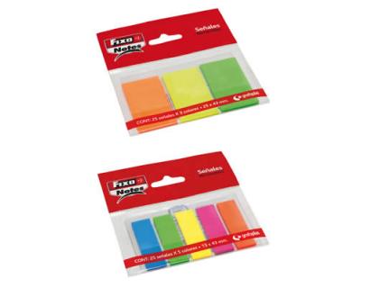 BANDERITAS SEPARADORAS FIXO NOTES 25X43 MM 3 COLORES X 25 NEON