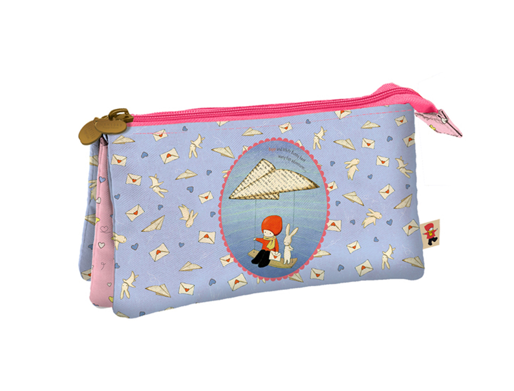 BOLSO ESCOLAR DOHE SANTORO PORTATODO TRIPLE POPPI LOVES 220X25X125 MM