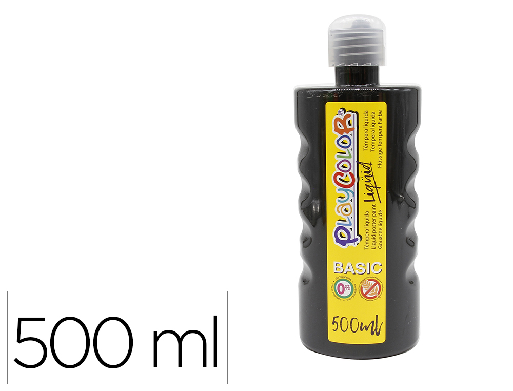 TEMPERA LIQUIDA PLAYCOLOR BASIC NEGRO BOTE DE 500 ML