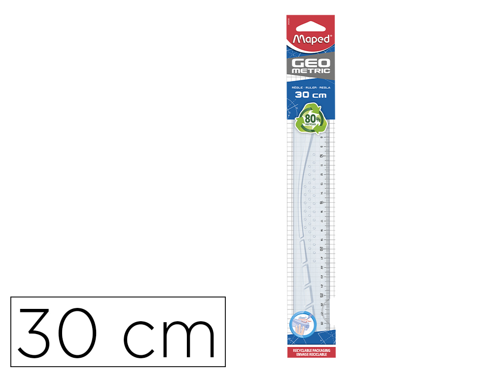 REGLA MAPED GEOMETRIC PLASTICO CRISTAL 30 CM