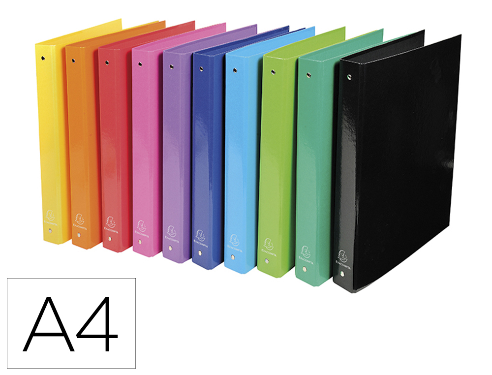CARPETA DE 4 ANILLAS 30 MM REDONDAS EXACOMPTA IDERAMA DIN A4 CARTON FORRADO COLORES SURTIDOS