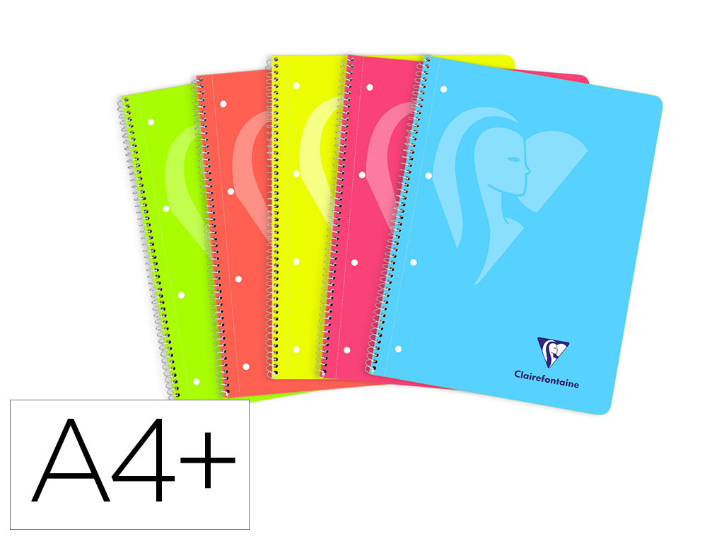CUADERNO ESPIRAL CLAIREFONTAINE DIN A4+ 120 HOJAS 90 GR TAPA PLASTICO MICROPERFORADO CUADRO 5 MM