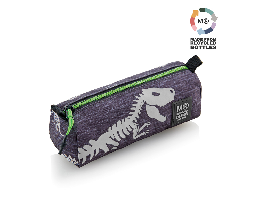 BOLSO ESCOLAR MIQUELRIUS PORTATODO REDONDO RECICLADO TIRANOSAURIO REX 205X60X75 MM