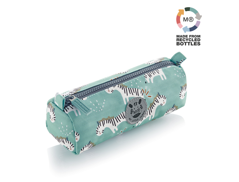 BOLSO ESCOLAR MIQUELRIUS PORTATODO REDONDO RECICLADO ZEBRA 205X60X75 MM