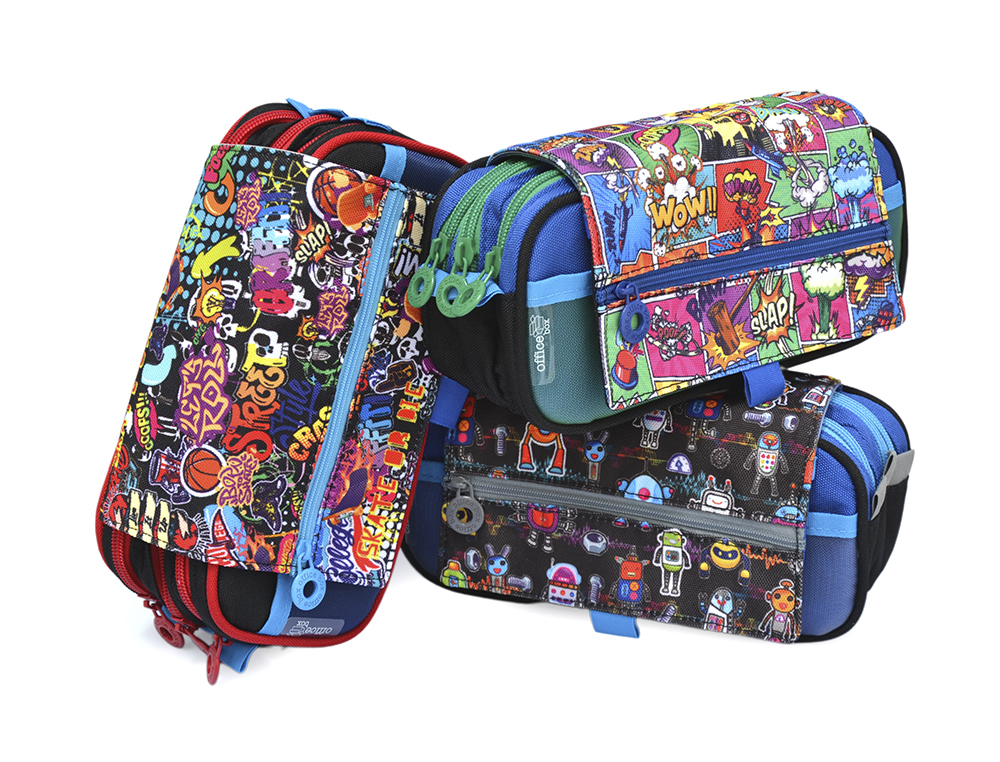 BOLSO ESCOLAR OFFICE BOX COLORLINE TRIPLE CREMALLERA DISEO BOYS SURTIDOS