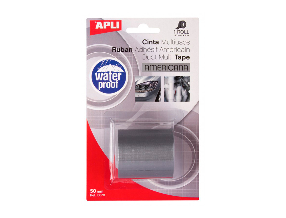 CINTA ADHESIVA APLI AMERICANA MULTIUSOS 5 MT X 50 MM COLOR GRIS