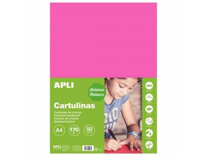 CARTULINA APLI DIN A4 170 G/M2 FUCSIA PAQUETE DE 50 HOJAS