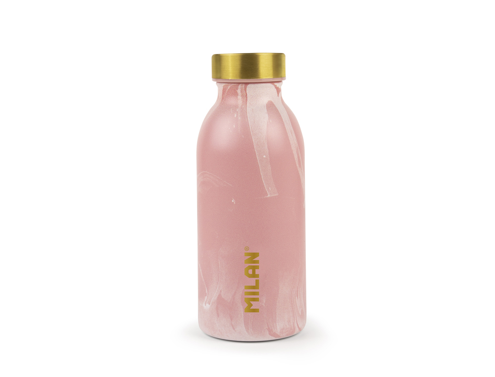 BOTELLA PORTALIQUIDOS MILAN ACERO INOXIDABLE SERIE LAVA ROSA 350 ML