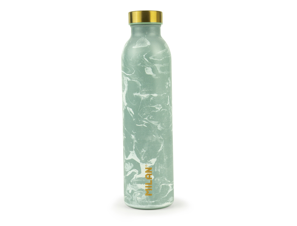BOTELLA PORTALIQUIDOS MILAN ACERO INOXIDABLE SERIE LAVA VERDE 591 ML