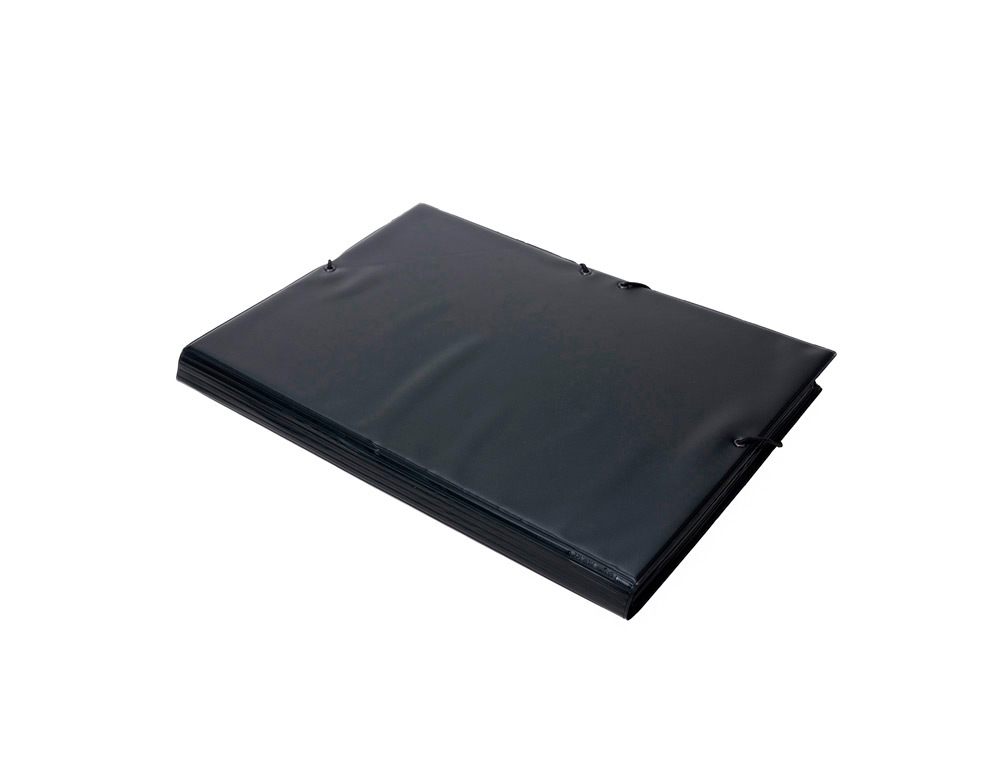 CARPETA GOMA GRAFOPLAS FOLIO FORRADA 3 SOLAPAS PVC NEGRO