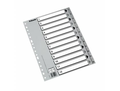 SEPARADOR NUMERICO ESSELTE PLASTICO 1-12 JUEGO DE 12 SEPARADORES DIN A4 MULTITALADRO