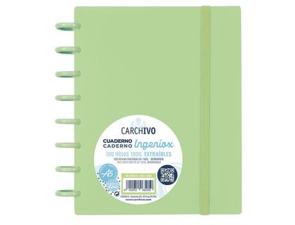 CUADERNO CARCHIVO INGENIOX DIN A5 100 HOJAS CUADRICULA VERDE PASTEL
