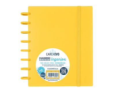 CUADERNO CARCHIVO INGENIOX DIN A5 100 HOJAS CUADRICULA MOSTAZA