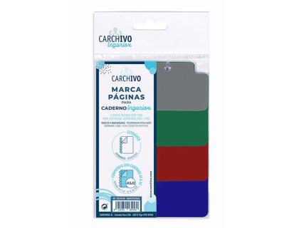 MARCAPAGINAS CARCHIVO PARA CUADERNO INGENIOX POLIPROPILENO OPACO 4 POSICIONES COLORES INTENSE