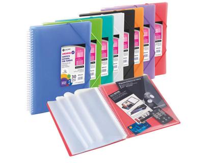 CARPETA CARCHIVO ESPIRAL 40 FUNDAS POLIPROPILENO DIN A4 + SOBRE + GOMA DE CIERRE INCOLORO