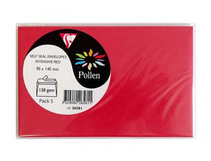 SOBRE CLAIREFONTAINE POLLEN 90X140 MM ROJO GROSELLA PACK DE 5 UNIDADES