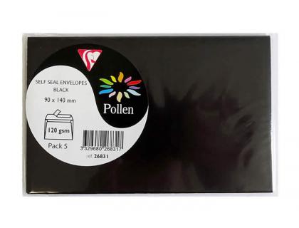 SOBRE CLAIREFONTAINE POLLEN 90X140 MM NEGRO PACK DE 5 UNIDADES