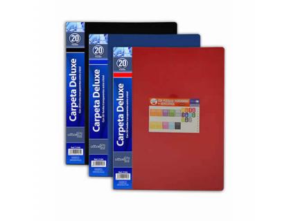 CARPETA OFFICE BOX ESCAPARATE 20 FUNDAS POLIPROPILENO DIN A4 LOMO Y PORTADA PERSONALIZABLE AZUL