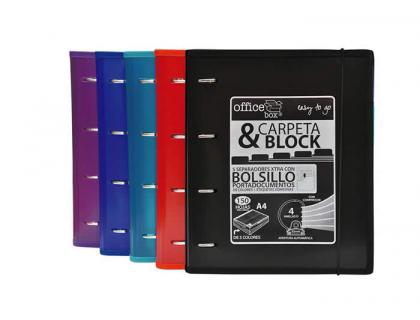 CARPETA 4 ANILLAS DE 32 MM OFFICE BOX DIN A4+ CON 5 SEPARADORES 150 HOJAS COLORES SUPRA COLORES SURTIDOS