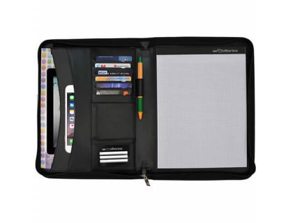CARTERA PORTADOCUMENTOS OFFICE BOX DIN A4 CON ASA ALUMINIO BOLSILLOS MULTIFUNCION NEGRO