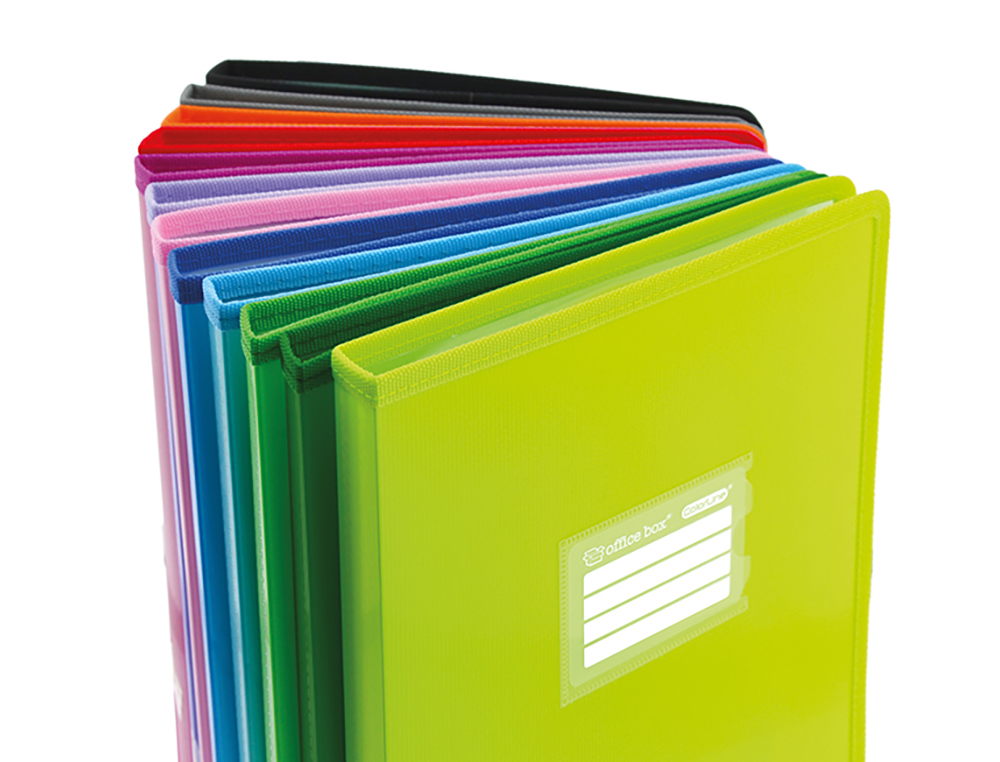 CARPETA OFFICE BOX ESCAPARATE 20 FUNDAS BORDE DE TELA COLORES LINE SURTIDOS