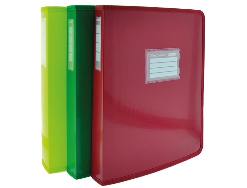 CARPETA 4 ANILLAS DE 25 MM OFFICE BOX BORDE DE TELA COLORES LINE SURTIDOS