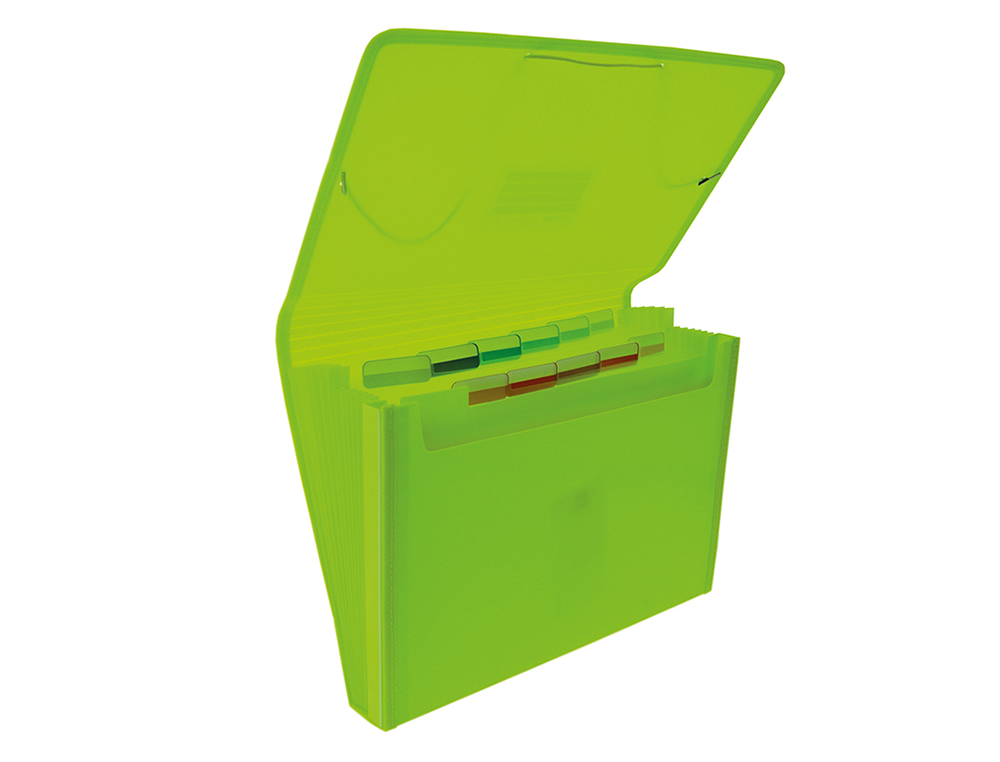 CARPETA CLASIFICADORA OFFICE BOX COLORLINE A4 POLIPROPILENO12 DPTOS. PLUS CON BOLSILLO BORDES TELA COLORES SURTIDOS