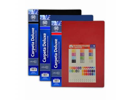 CARPETA OFFICE BOX ESCAPARATE 60 FUNDAS POLIPROPILENO DIN A4 LOMO Y PORTADA PERSONALIZABLE AZUL