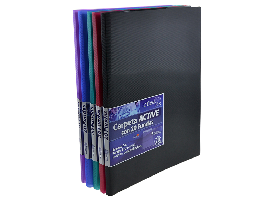 CARPETA OFFICE BOX ACTIVE SUPRA ESCAPARATE 80 FUNDAS POLIPROPILENO DIN A4