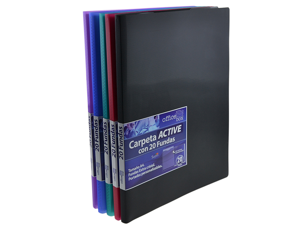 CARPETA OFFICE BOX ACTIVE SUPRA ESCAPARATE 30 FUNDAS POLIPROPILENO DIN A4