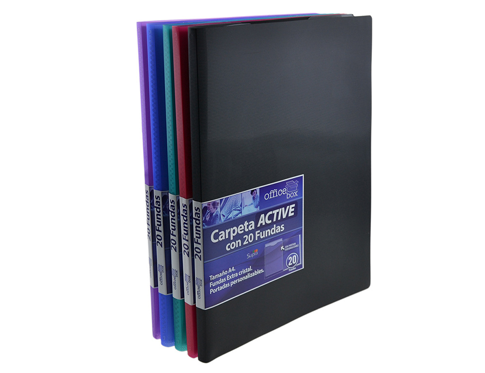 CARPETA OFFICE BOX ACTIVE SUPRA ESCAPARATE 40 FUNDAS POLIPROPILENO DIN A4
