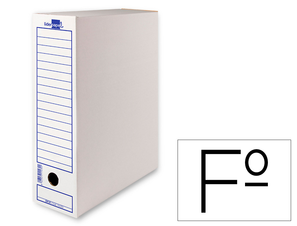 CAJA ARCHIVO DEFINITIVO LIDERPAPEL FOLIO CARTON RECICLADO 400G/M2 LOMO 100 MM BLANCO 365X100X251 MM