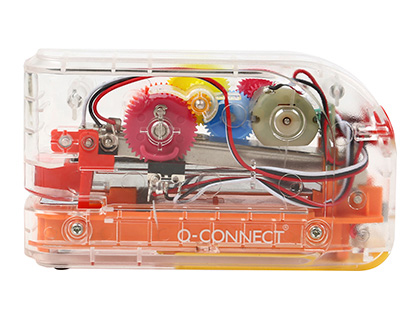GRAPADORA ELECTRICA Q-CONNECT PLASTICO TRANSPARENTE MECANISMO DE COLORES CAPACIDAD 20 HOJAS USA GRAPAS