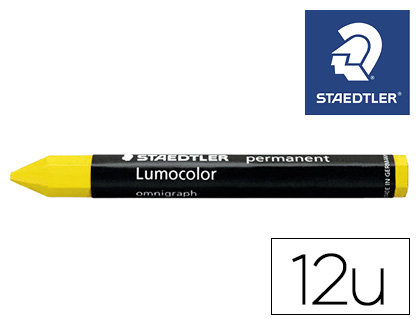 CERA STAEDTLER PARA MARCAR AMARILLO LUMOCOLOR PERMANENTE OMNIGRAPH 236 CAJA DE 12 UNIDADES