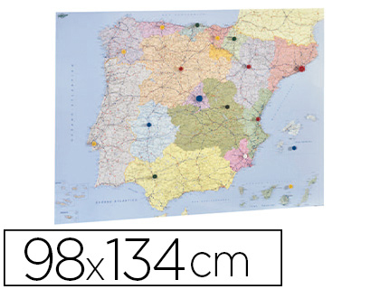 MAPA MURAL FAIBO ESPAA Y PORTUGAL AUTONOMICO PLASTIFICADO ENROLLADO 98X134 CM