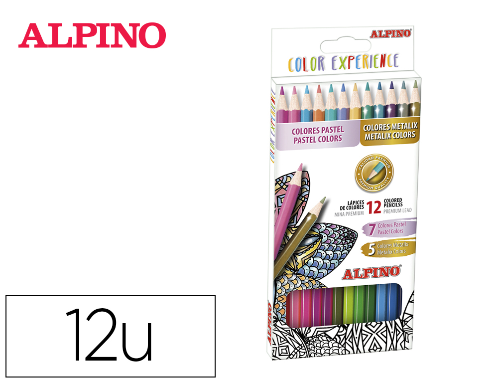 LAPICES DE COLORES ALPINO EXPERIENCE MINA PREMIUM 3,3 MM SPECIAL COLORS CAJA DE 12 COLORES SURTIDOS