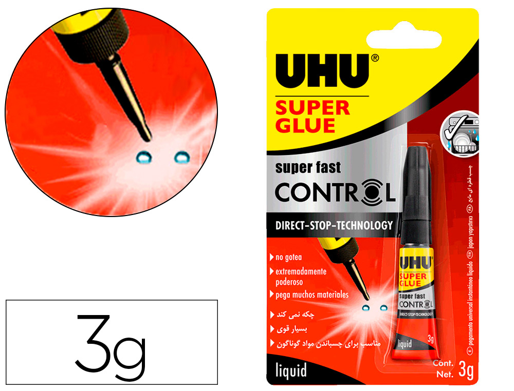 PEGAMENTO UHU INSTANTANEO CONTROL TECNOLOGIA STOP 3 GR