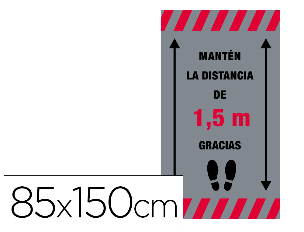ALFOMBRA PARA SUELO DE PASO NOVUS MANTEN LA DISTANCIA DE 1,5 M GRACIAS FONDO GRIS 85X150 CM