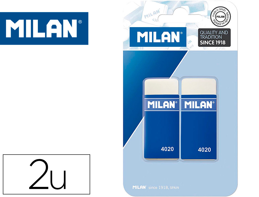 GOMA DE BORRAR MILAN 4020 MIGA DE PAN BLISTER DE 2 UNIDADES