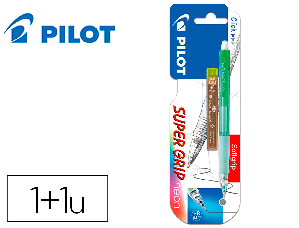 PORTAMINAS PILOT H-185 CUERPO COLOR NEON 0,5 MM + 1 TUBO DE 12 MINAS EN BLISTER